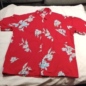 Hawaii Blues mens short sleeved button down shirt size large
